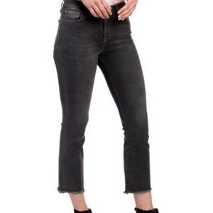 FREE PEOPLE Gray Wash Jeans Cropped W/Frayed Hem 9” Mid Rise Size 27